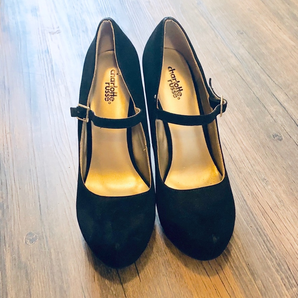 Charlotte Russe suede black platform pumps heels